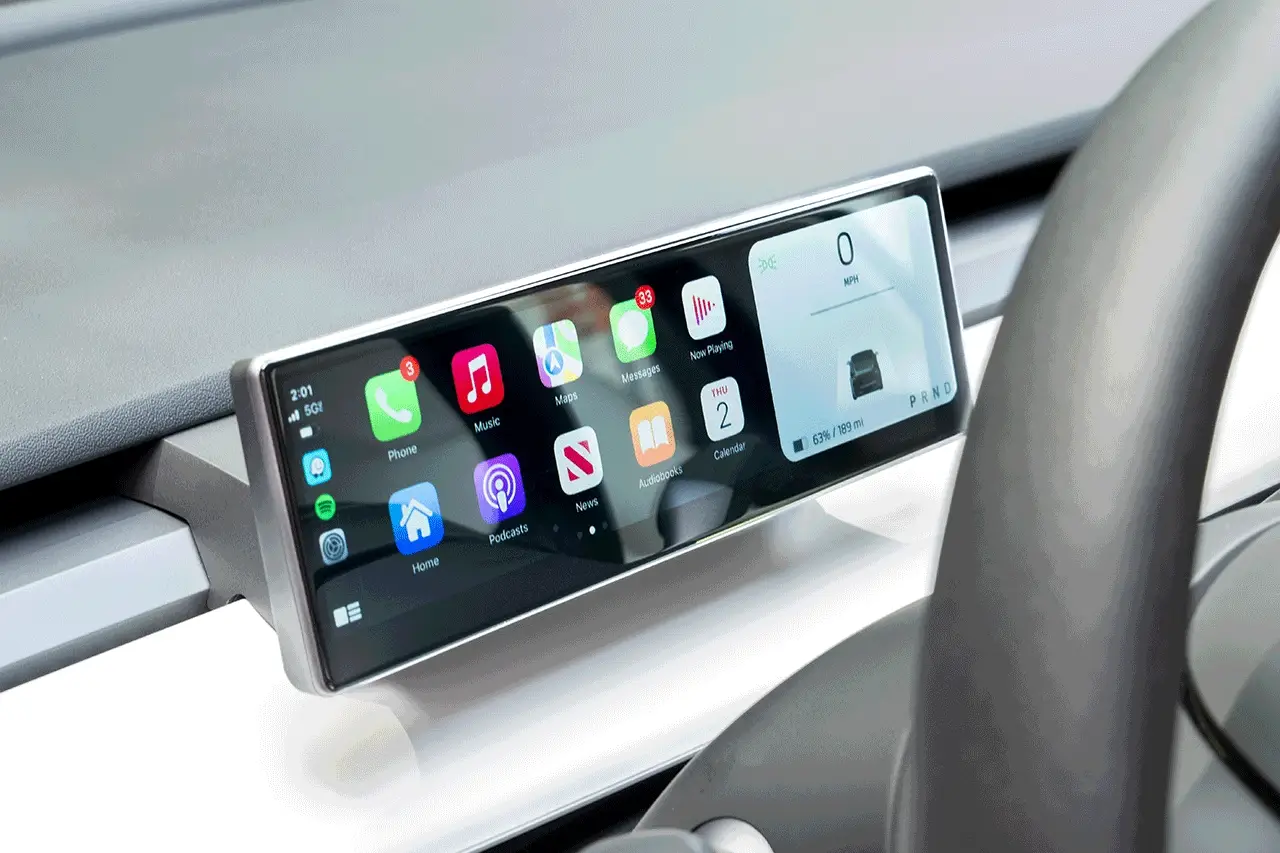 Tesla Model 3/Y MSX-CP9 “FloThru HVAC” Driver View Smart Instrument Cluster with Apple CarPlay & Android Auto